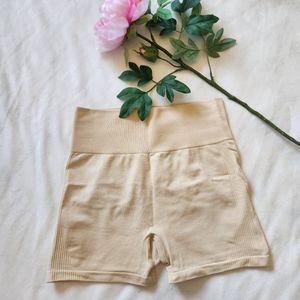 Pink Victoria's Secret Seamless Yoga Shorts Cream Ivory Color